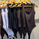 kit 3 Body Collant Feminino Regata Blusa Decote Quadrado Com Forro Estilo Blogueirinha suplex