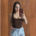 Body Collant Feminino Regata Blusa Decote Quadrado Com Forro Estilo Blogueirinha suplex