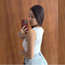 Body Collant Feminino Regata Blusa Decote Quadrado Com Forro Estilo Blogueirinha suplex