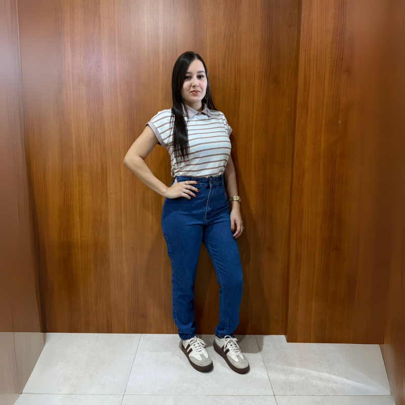 Kit com 3 Blusas Listrada em Malha