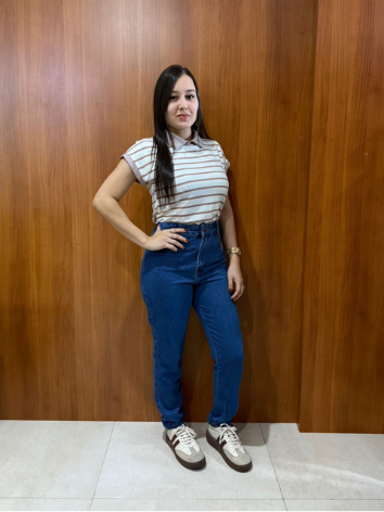 Kit com 3 Blusas Listrada em Malha