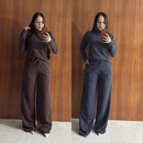 Conjunto Feminino Lanzinha Ribana Canelada 2 Peças | Blusa Gola Alta Manga Longa