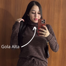 Conjunto Feminino Lanzinha Ribana Canelada 2 Peças | Blusa Gola Alta Manga Longa