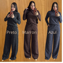 Conjunto Feminino Lanzinha Ribana Canelada 2 Peças | Blusa Gola Alta Manga Longa