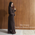 Conjunto Feminino Lanzinha Ribana Canelada 2 Peças | Blusa Gola Alta Manga Longa