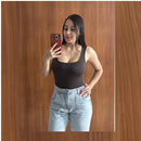 Body Collant Feminino Regata Blusa Decote Quadrado Com Forro Estilo Blogueirinha suplex