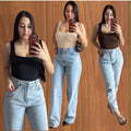 kit 3 Body Collant Feminino Regata Blusa Decote Quadrado Com Forro Estilo Blogueirinha suplex