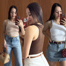 Kit 3 Cropped Feminino Regata Suplex Forro no busto, Sem Transparência Casual Verão