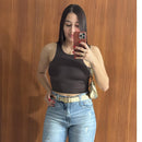 Kit 3 Cropped Feminino Regata Suplex Forro no busto, Sem Transparência Casual Verão