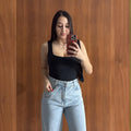 Body Collant Feminino Regata Blusa Decote Quadrado Com Forro Estilo Blogueirinha suplex